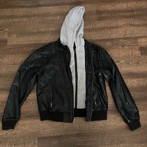 Carbon Leatherlike Zip Up Hoodie